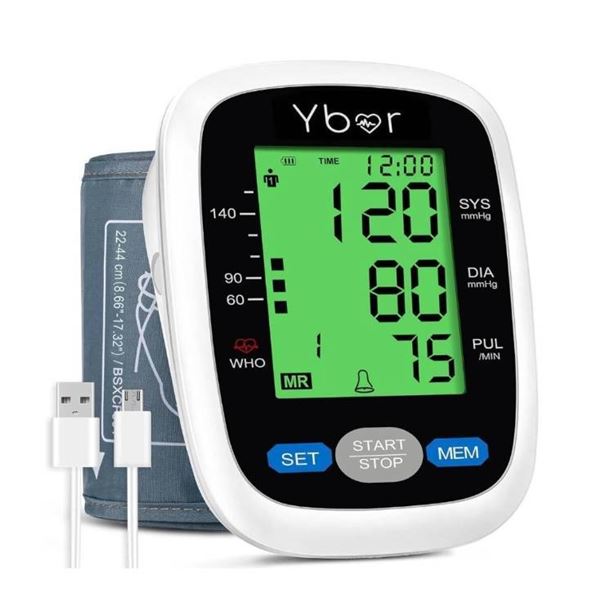 Ybor Blood Pressure Monitor for Home Use, Digital Upper Arm Blood Pressure Machine with 2×99 Memory 