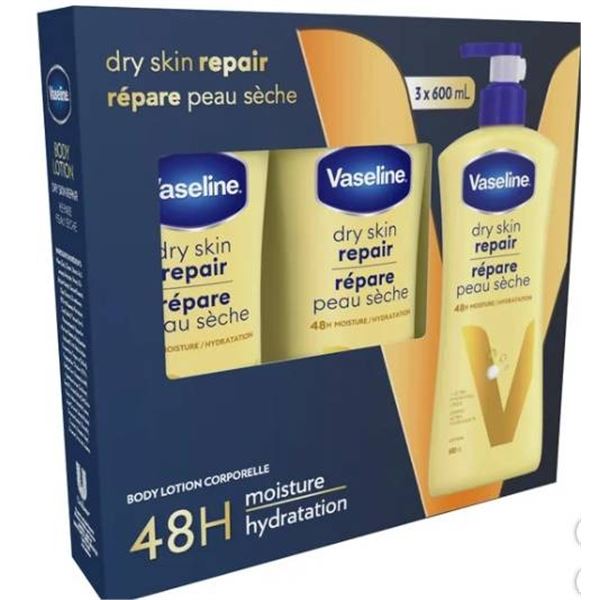 Vaseline Dry Skin Repair Lotion 600 mL - 3 Count
