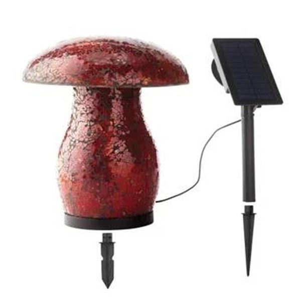 Solar Mosaic Mushroom Light by Aurora with Cracked Glass Design