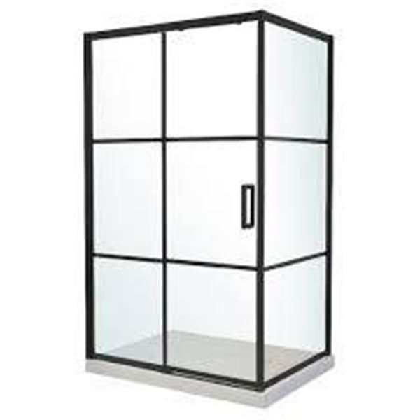 Leona Bain Signature Bradford Series Shower Panel and Base, Black Matte, 36 x 60 in