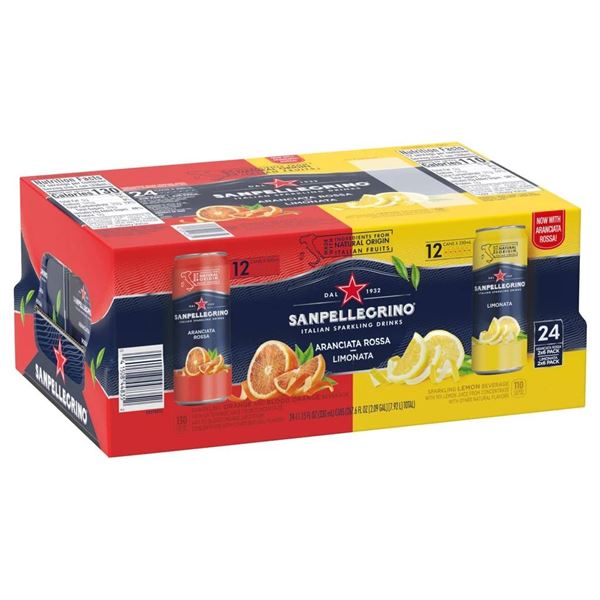 Sanpellegrino Limonata and Aranciata Rossa Sparkling Drinks, 12 Cans (6x330 ml Each)