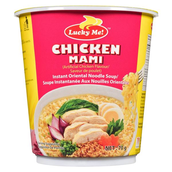 Lucky Me! Chicken Mami Instant Noodle Soup, Artificial Chicken Flavor, 70g x 24