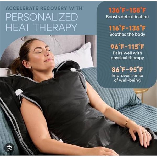 Lifepro BioRemedy Infrared Sauna Blanket, Model LP-BRMDYL-BLK, Large Black