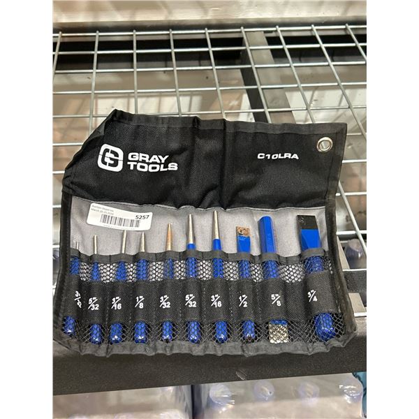 Gray Tools C10LRA Punch and Chisel Set with Roll-Up Pouch