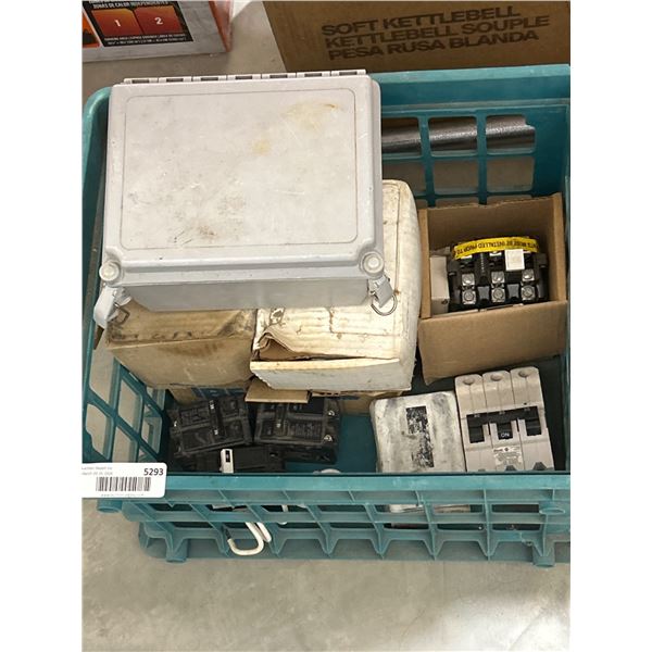 Electrical Components Lot With Circuit Breakers and Junction Box