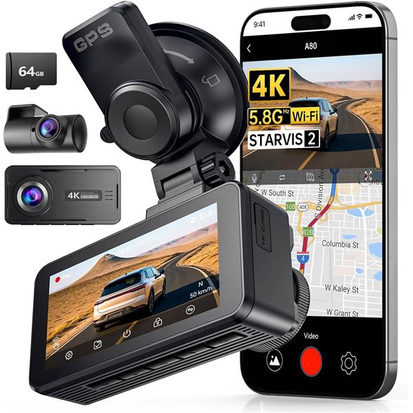 JOMISE A80 4K Dash Cam Front and Rear