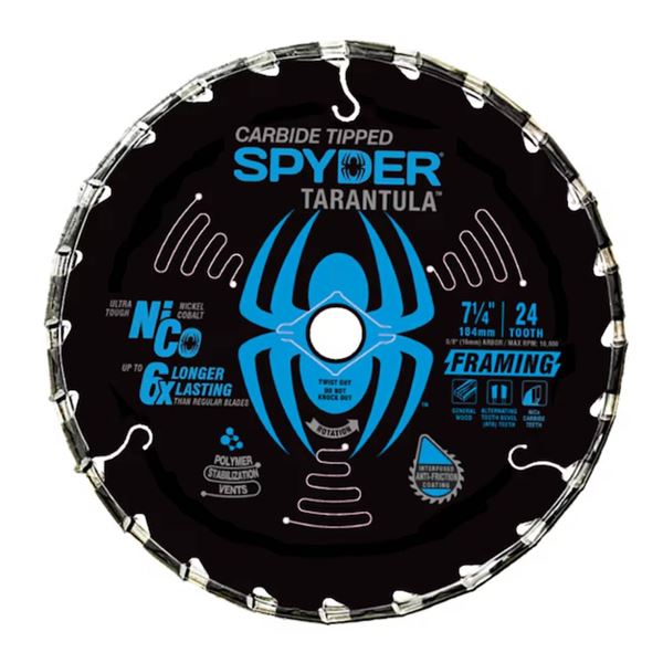 Lot of 2 - Spyder Framing 7-1/4-in 24 -Tooth Rough Finish Tungsten carbide-tipped steel Circular saw