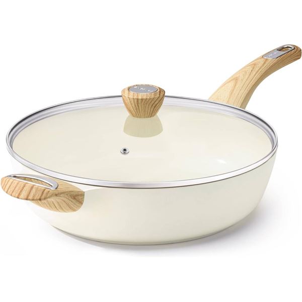 SENSARTE 12-Inch Ceramic Nonstick Deep Pan with Lid