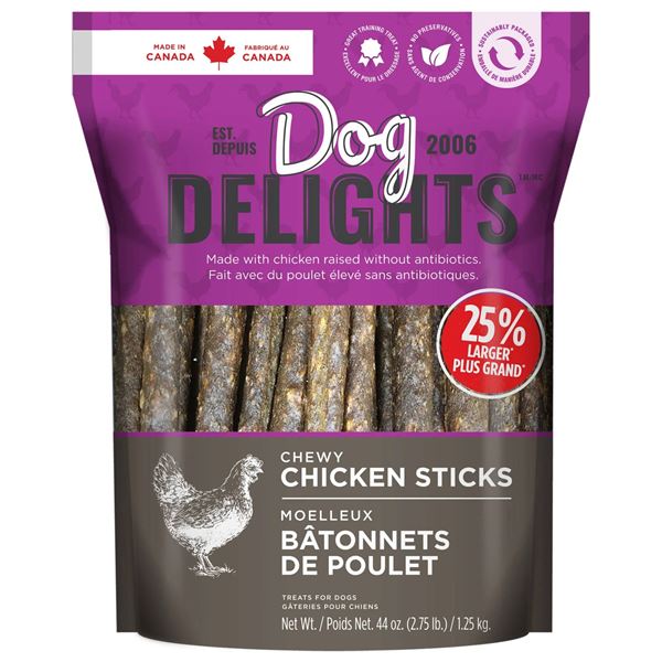 Dog Delights Chewy Chicken Sticks 2.75lb (1.25 kg) for Dogs
