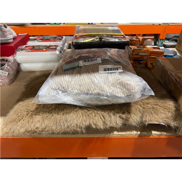 Beige Stretch Furniture Cover and Bouclair Beaver Lumbar Pillow Set