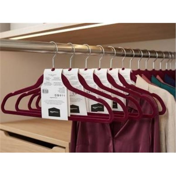 Closet Complete Set of 50 Flocked Velvet Hangers with Chrome Hooks