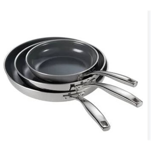 Tramontina 3-Piece Tri-Ply Clad Stainless Steel Fry Pans