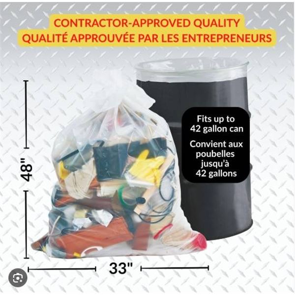 Maximum Clear Contractor Bags 3 Mil Heavy Duty - 32 Bags