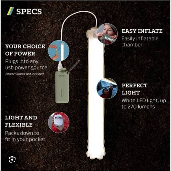 Klymit Everglow Light Tube XL 34 Inch Inflatable Lantern