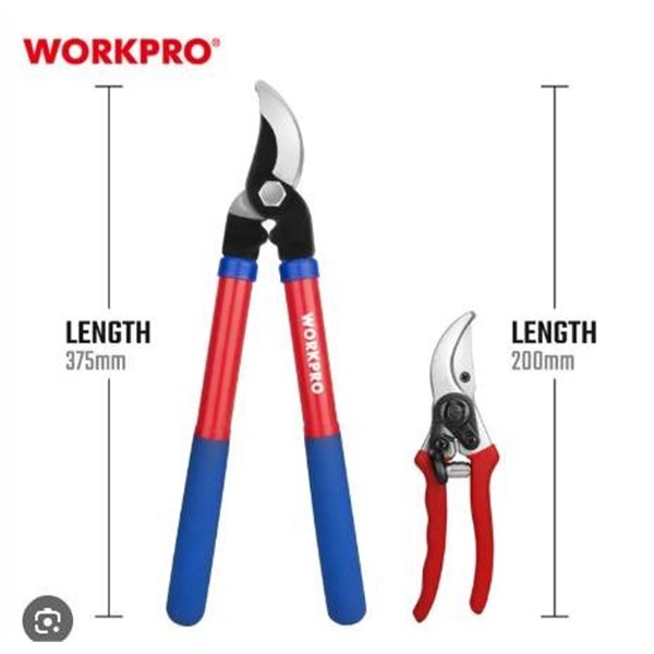 WorkPro Garden Shears Set, 2-Piece with 200mm and 380mm Cutting Tools