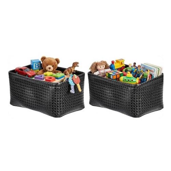 Amazon Basics Storage Bins - Metallic Black - 2-Pack