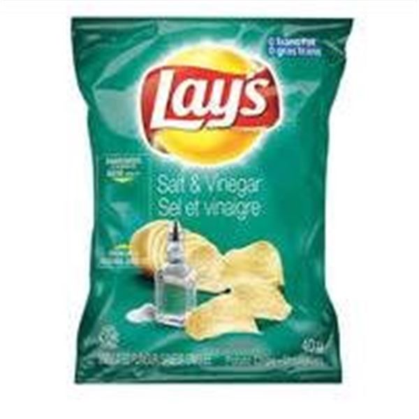 Lay's Salt & Vinegar Flavored Potato Chips, Single Serve, 40-Count