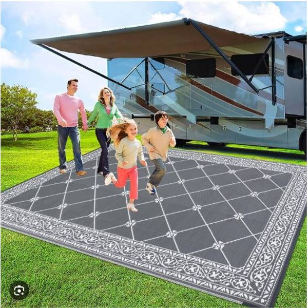 HiiARug Outdoor Rug Patio Rug 9x12Ft Outdoor Carpet Waterproof Portable Reversible Plastic Straw Rug