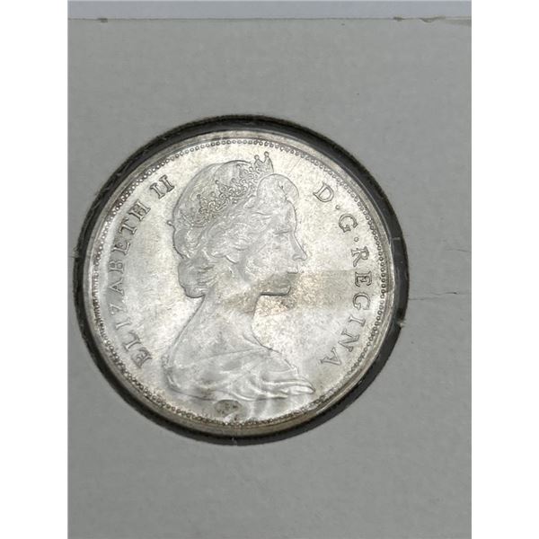 1966 Canadian 50 Cent Silver Coin Featuring Queen Elizabeth II