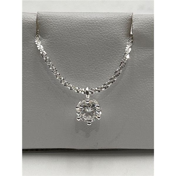 Sterling Silver Necklace with Cubic Zirconia Pendant and Appraisal Report