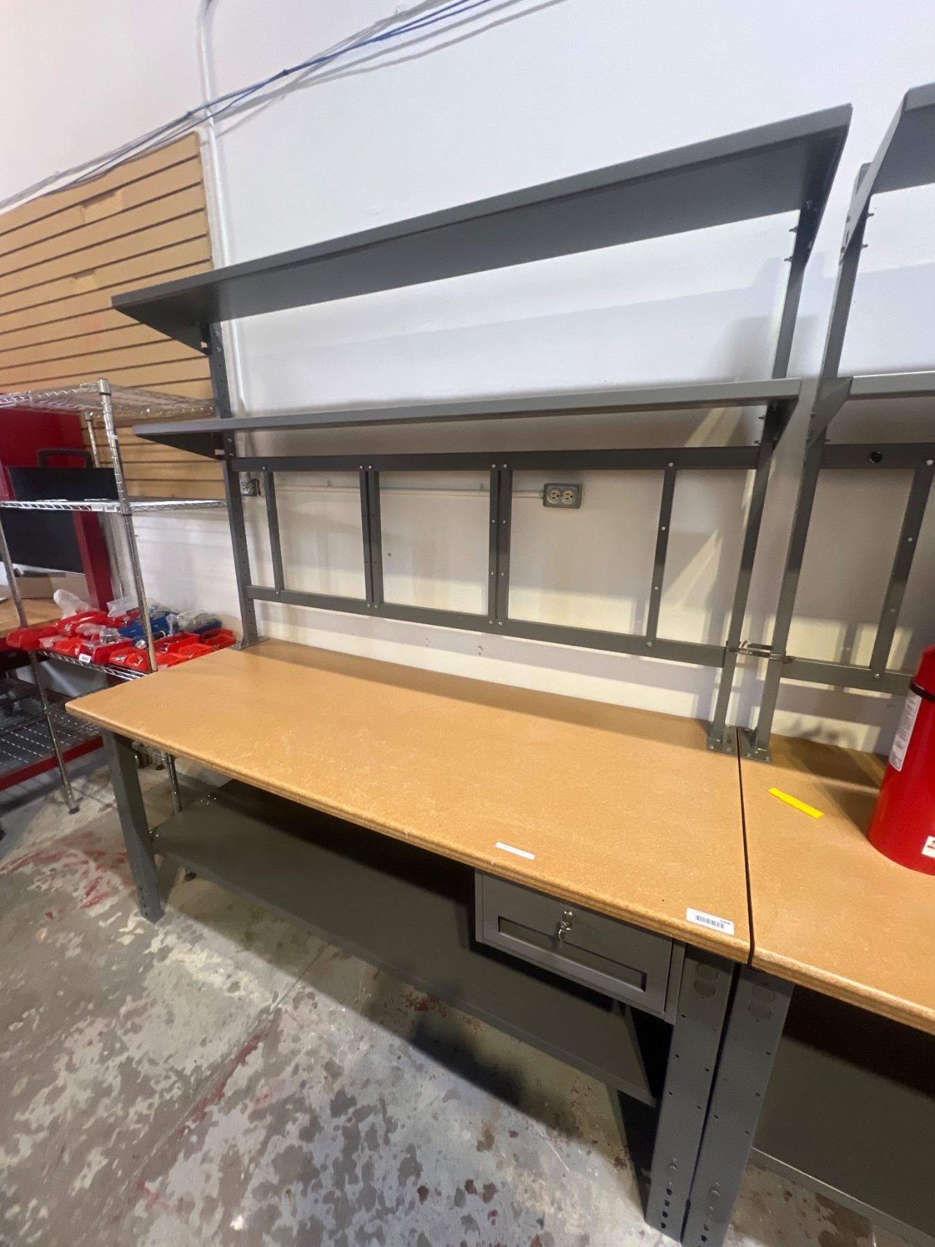 Uline Industrial Workbench With Overhead Shelving and Keyed Drawer, 6 ...
