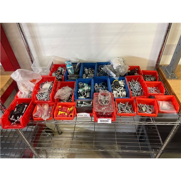 Hardware and Industrial Fasteners Lot Including Anchors, Clamps, Connectors, and Screws