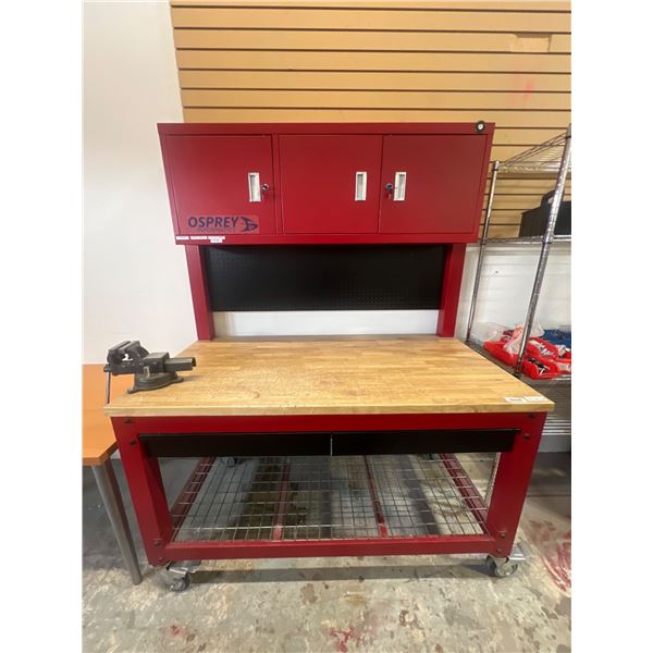Osprey Steel Workbench With Cabinetry, Pegboard, and Vise