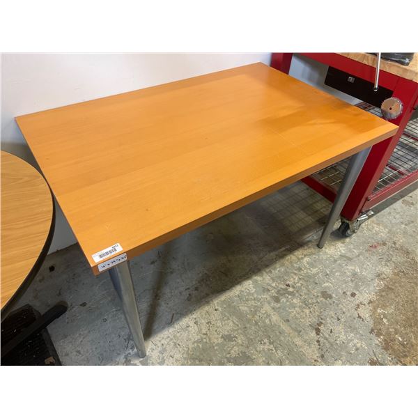 Wood Top Table With Metal Legs, 4′ x 29” x 31.5”