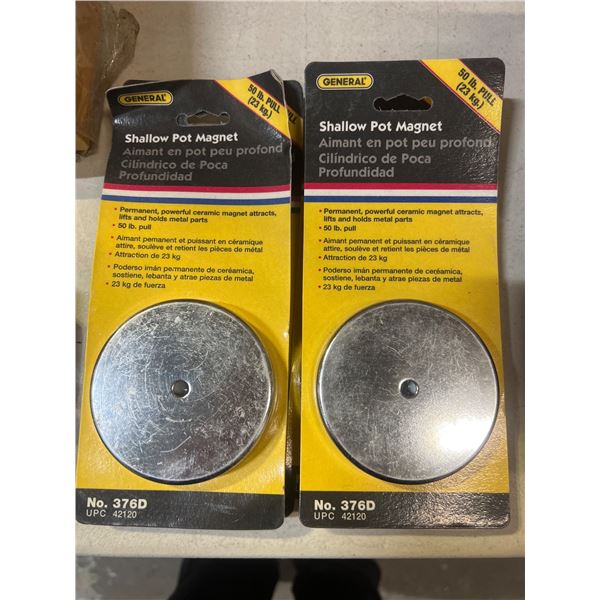General Tools Shallow Pot Magnet, 50lb Pull, Ceramic, Lot of 2 (10 Magnets Total)