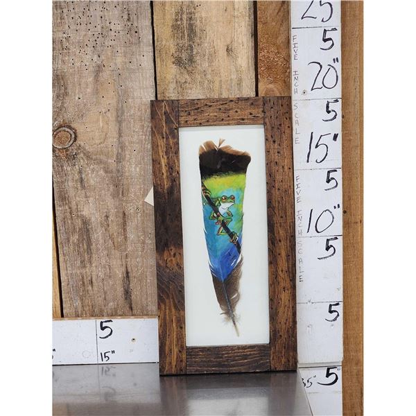 Hand Painted Turkey Feather In Frame