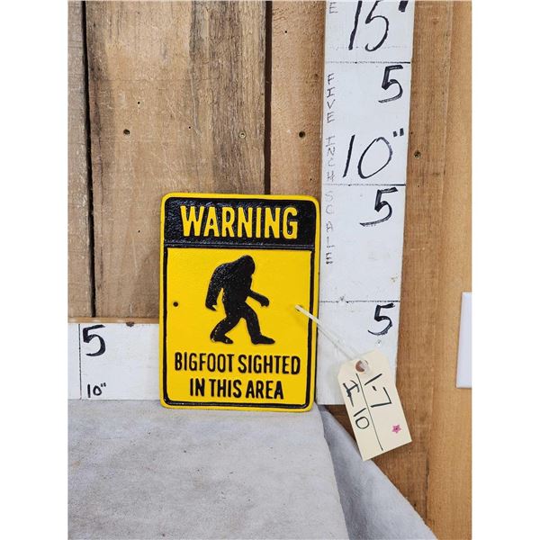 Cast Iron Bigfoot Sign
