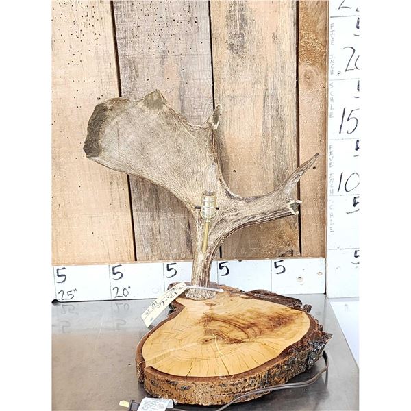 Live Edge Wood & Moose Antler Desk Lamp