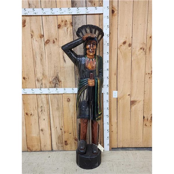 Hand Carved Wooden Cigar Store Indian