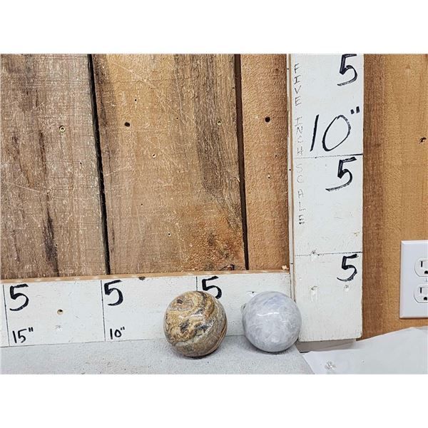 Banded Chalcedony & Blue Celestite Spheres Minerals Fossil