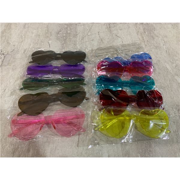 Lot of 12 Tinted Heart Shaped Sunglasses