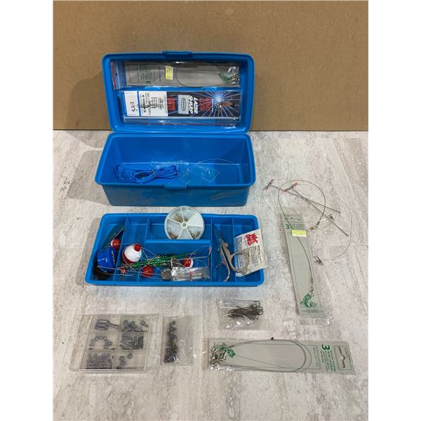Blue Small Tackle Box w/ Tackle and Weights