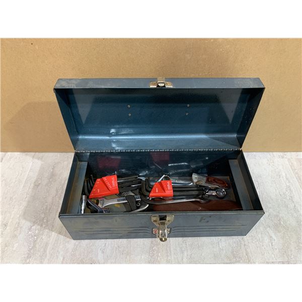 Vintage Beach Industries Metal Tool Box w/ Assorted Tools