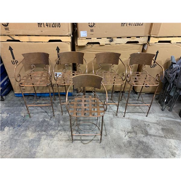 Set of 5 Wrought Iron Chairs 4 Tall 1 Short
