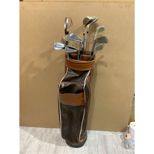 Vintage Golf Bag w 10 Different Clubs