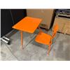 Image 1 : Orange School Desk With Attached Chair - 32 Inches Tall - Solid Desk
