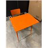 Image 6 : Orange School Desk With Attached Chair - 32 Inches Tall - Solid Desk