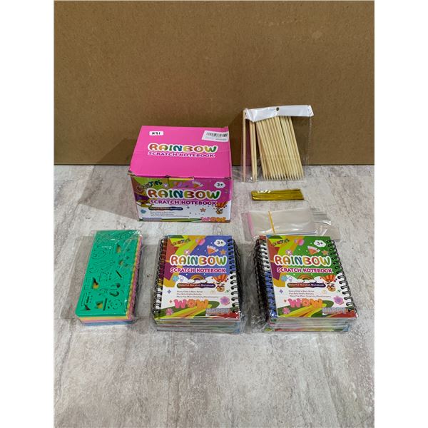 24 Pack of Rainbow Scratch Notebooks w/ Scratch Tools & Bags