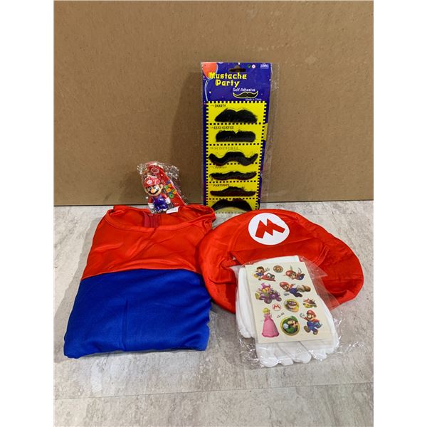 Mario Costume w/ Assorted Mustaches - Men's Medium