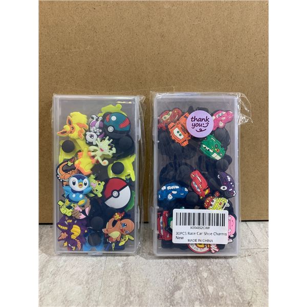55 Pcs Shoe Charms / Jibbets - Pokemon & Cars Themed