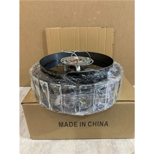 LED Dimmable Black K9 Crystal Flush Mount Ceiling Light Fixture