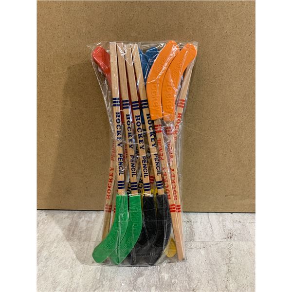 12 Pcs Hockey Stick Pencils w/ Eraser Blades