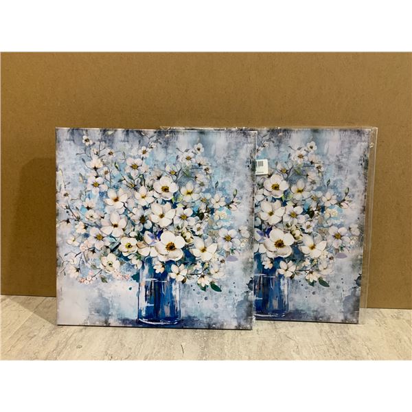 Lot of 2 - 16 x 16 Floral Prints On Canvas