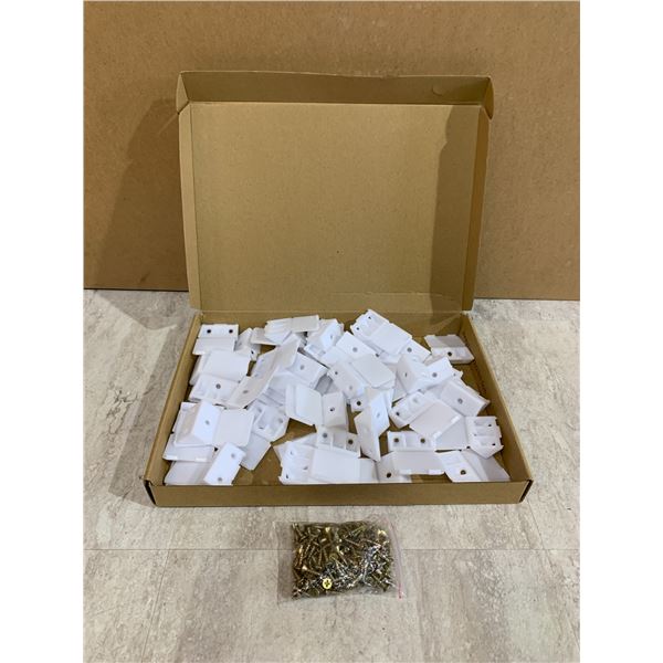 Uxcell 50 Piece 90 Degree Plastic Corner Braces With Cover Cap 43x23x23mm
