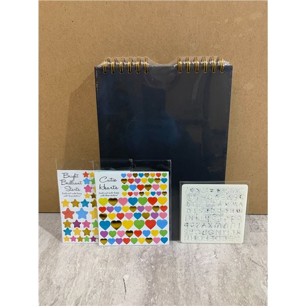 DIY Black Scrapbooking Photo Album with Stensils and Sickers