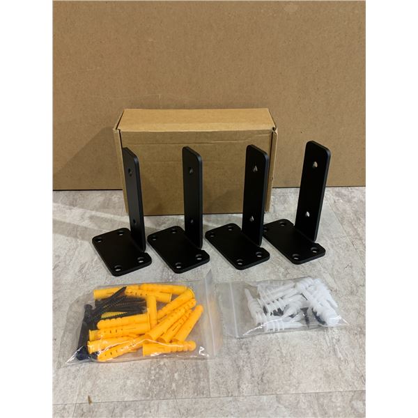 Heavy Duty Wall Mounted Black Shelf Brackets Set of 4, 5inch Brackets